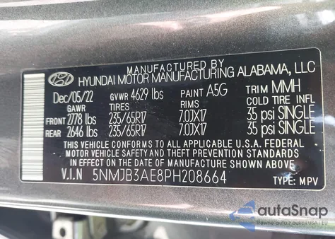 2023 Hyundai Tucson Sel z USA, uszkodzony, nr VIN 5NMJB3AE8PH208664